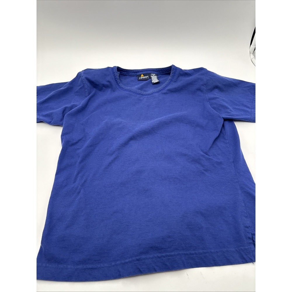 Liz Claiborne Lizsport Blouse Size Petite Navy Blue‎ Removable Shoulder Pads